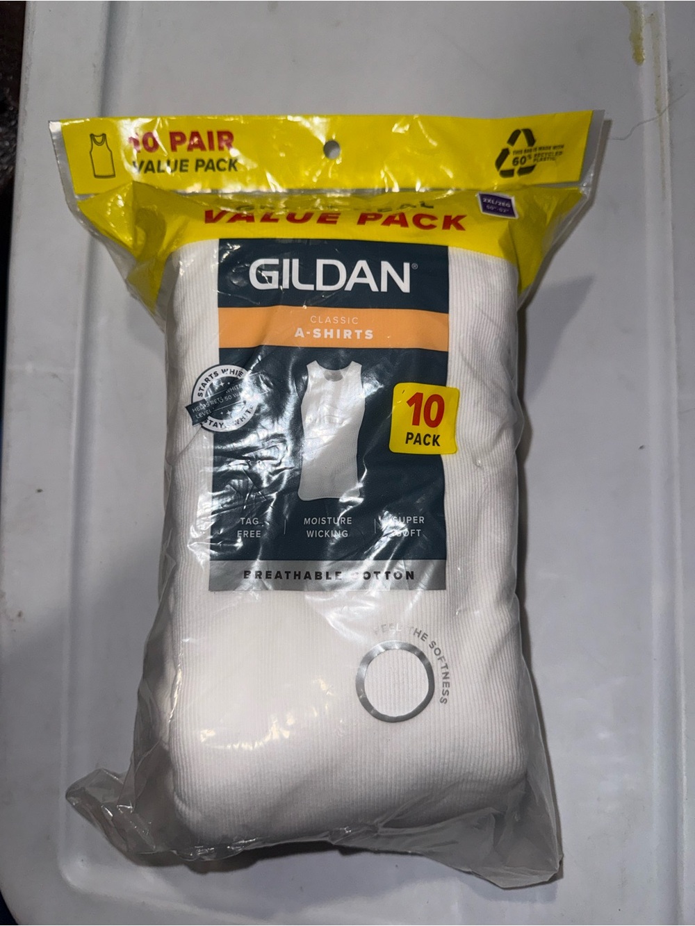 New Gildan White A - Shirt 2XL 50 - 52 Men’s 10 Pack Under Shirts Summer NIP New